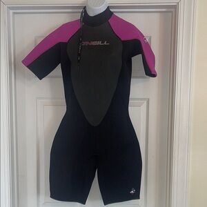 O'Neill Women's Reactor Short Sleeve Back Zip Spring Wetsuit. GUC